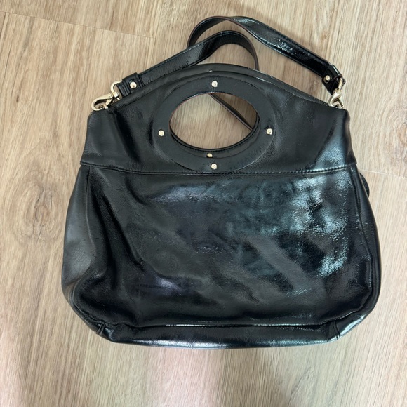 Kate Spade Black Patent Leather top handle bag with optional strap - Picture 2 of 3
